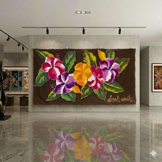 New Design Rayon Sarong Hand Painted Flower Design Customs
